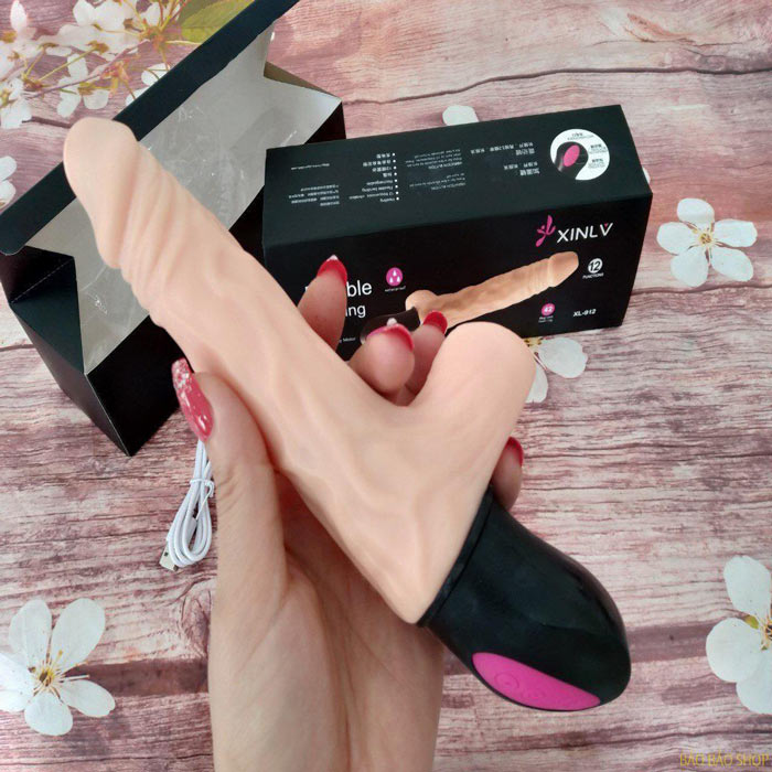 Dương vật giả sưởi ấm linh hoạt rung xoay 360 độ, silicon mềm mại kích thích