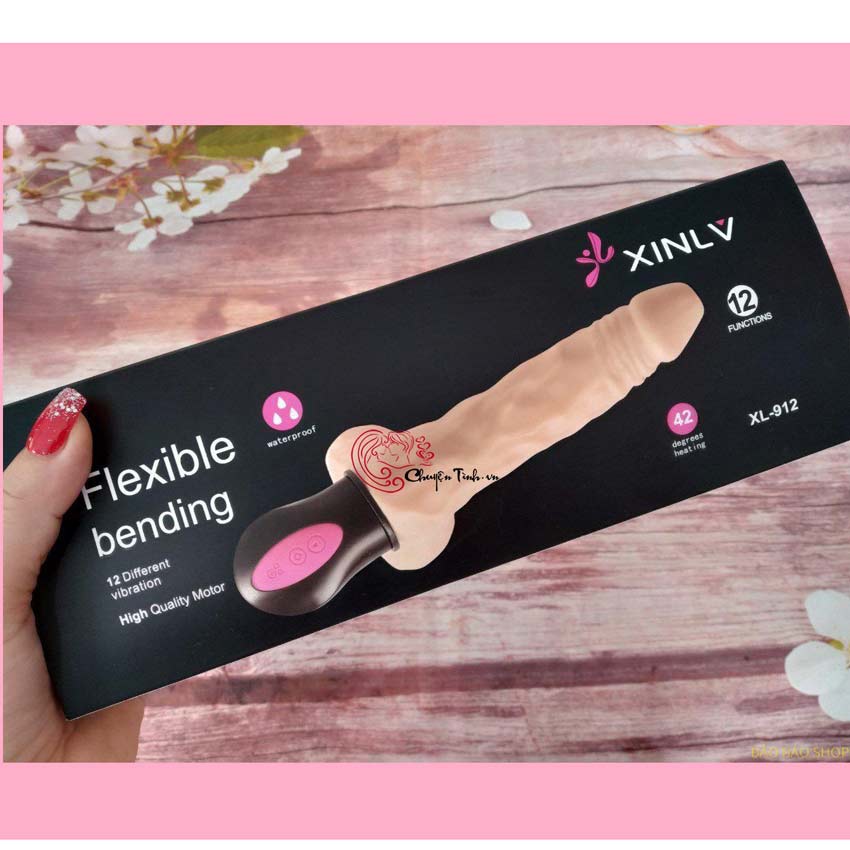 Dương vật giả sưởi ấm linh hoạt rung xoay 360 độ, silicon mềm mại kích thích