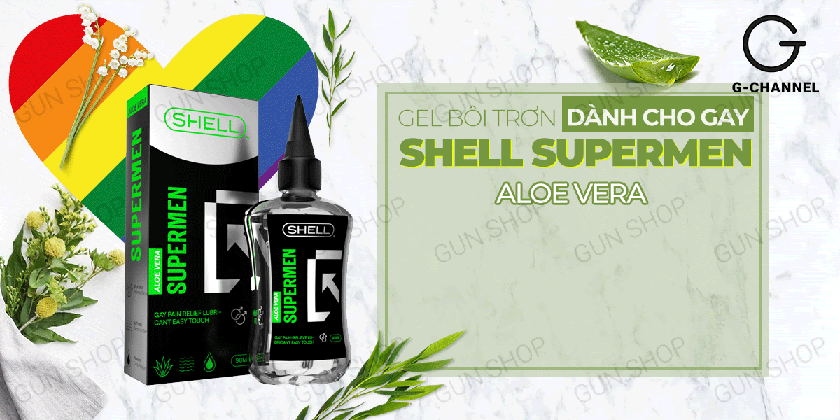 Gel bôi trơn hậu môn lô hội dịu nhẹ an toàn 90ml Shell Supermen