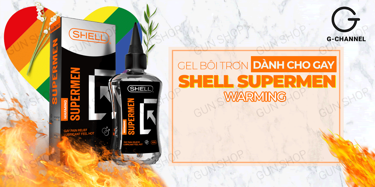 Gel bôi trơn hậu môn nóng ấm Shell Supermen Warming 90ml an toàn hiệu quả