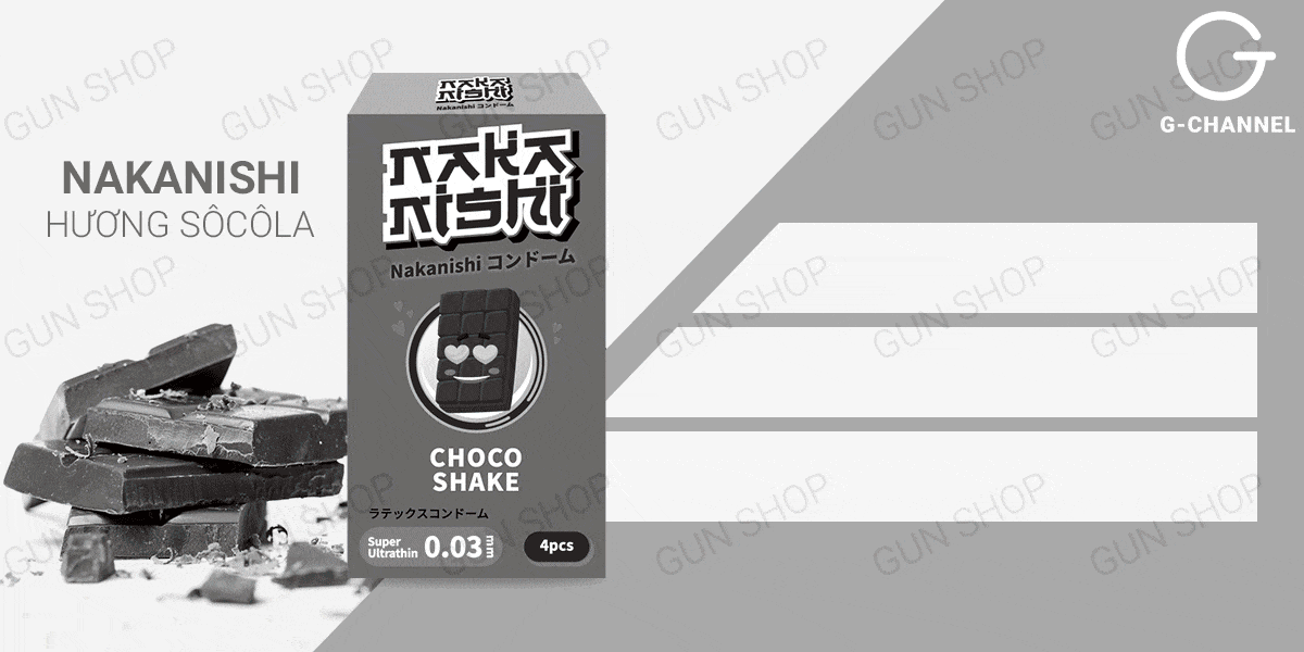 Cửa hàng bán Bao cao su Nakanishi - Siêu mỏng 0.03mm - Hương chocolate - Hộp 4 cái  cao cấp