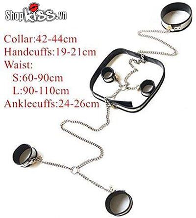 Bộ còng tay chân cổ lưng bạo dâm kim loại bền chắc