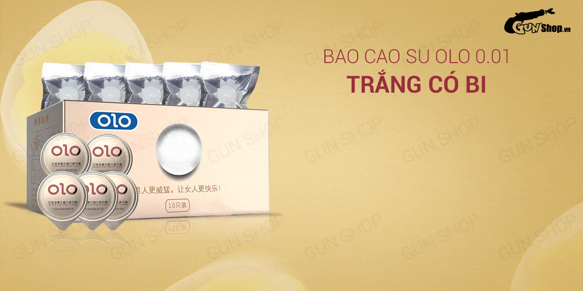 Bao cao su OLO 0.01 siêu mỏng có bi tăng kích thước 1.5cm hộp 5 cái an toàn