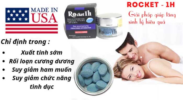 Rocket 1h Mỹ chính hãng tăng cường sinh lý Nam giới kéo dài thời gian xuất tinh