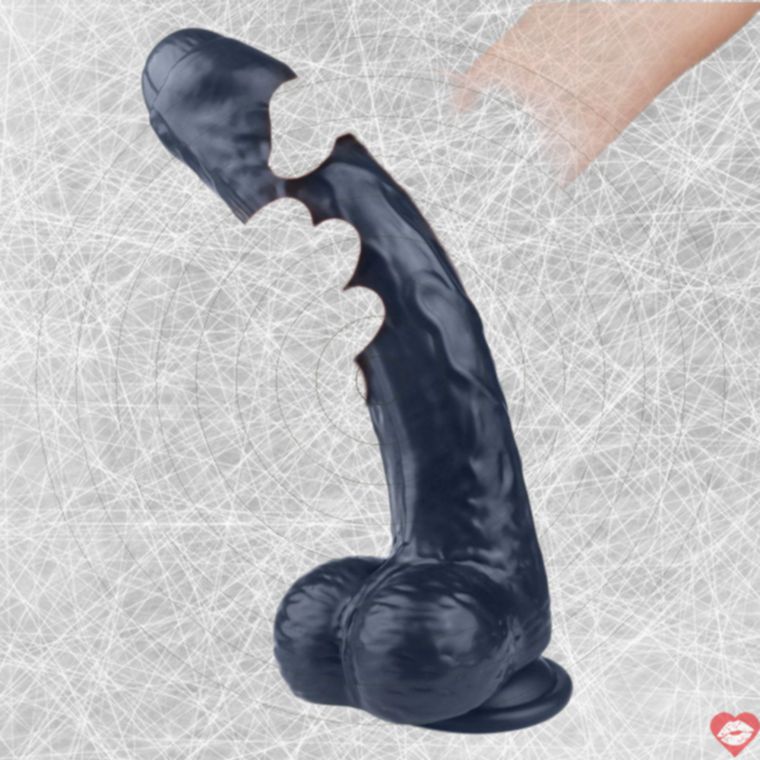 Dildo Đen 9 Inch Lớn Mềm Không Cắt Thực Tế Khổng Lồ An Toàn