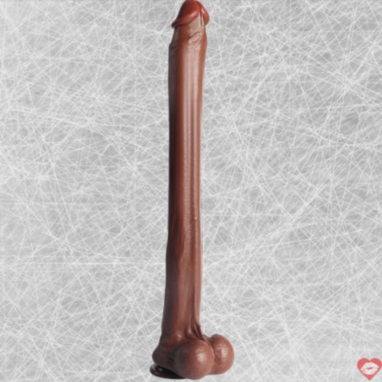 22 Inch Dildo Nâu Dài Siêu Uốn Ống Hút Mạnh Mẽ