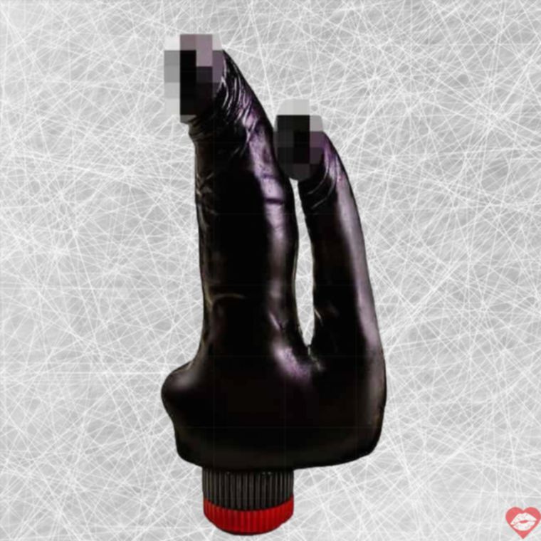LoveToy DP Vibrator 17cm Đen PVC Đa Đường Kích