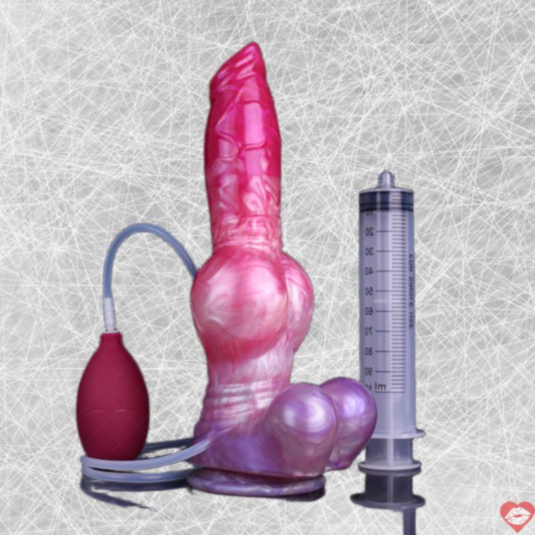 Dog Dildo Knot 10Inch Hồng Silicone Phun Bionic