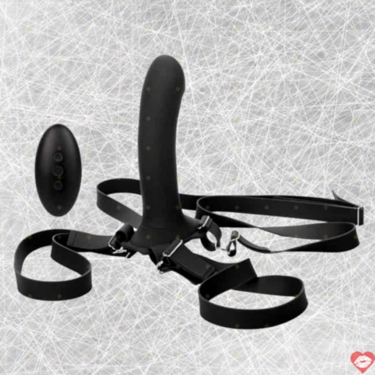 CalExotics Strap-on Rung Đen Remote Cặp Đôi Đỉnh Cao 
