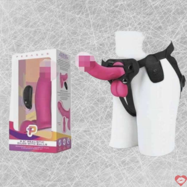 Strap-on Pegasus rung hồng 17.5cm remote 4.7cm kích thích G-spot 
