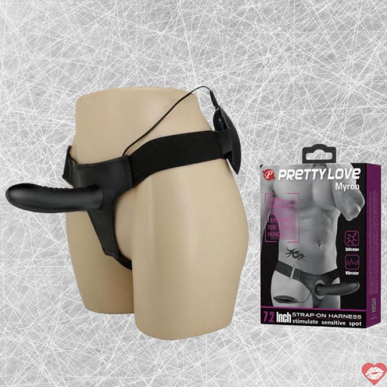 Strap-on Baile Myron Rung Đen 18cm Rỗng Cuồng Nhiệt 