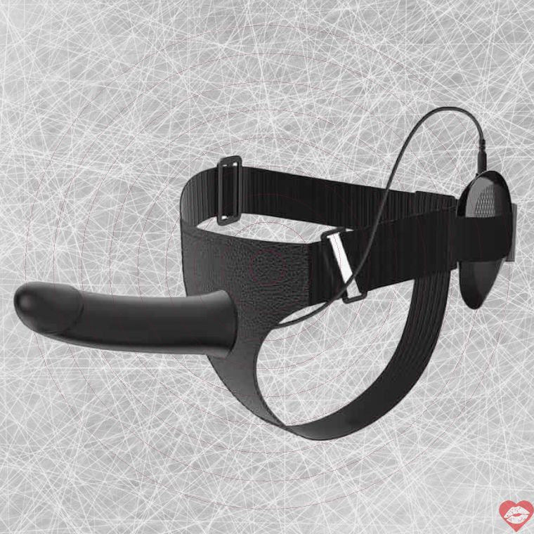 Strapon Rỗng Rung Pretty Love Vito Đen 4.1cm Dài 17.3cm