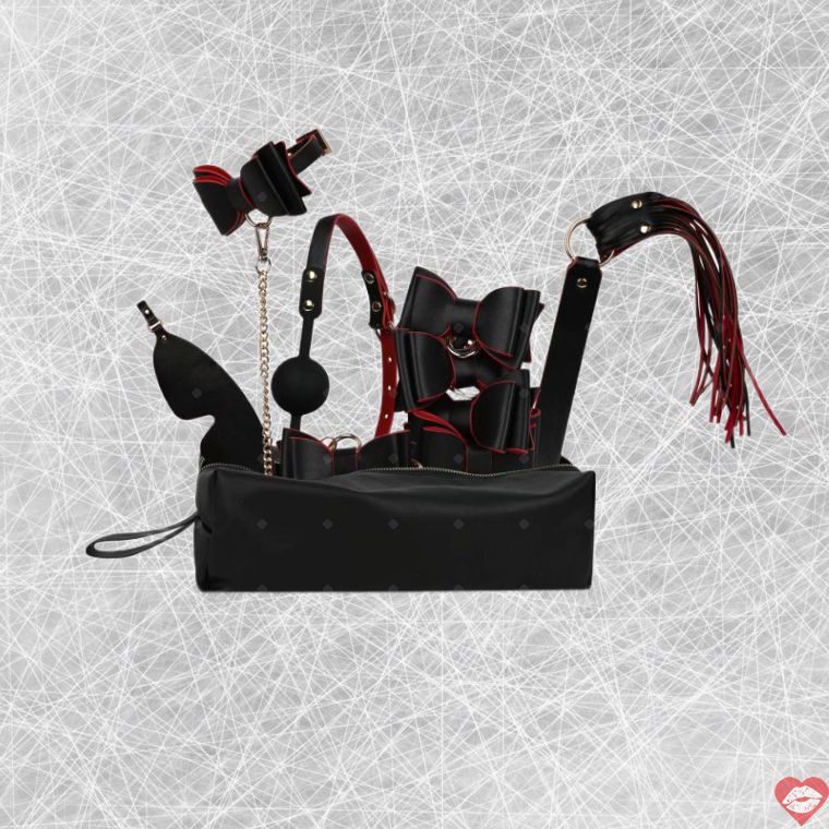 Bedroom Fantasies SM Kit 8pc Đen Đỏ Nóng Bỏng