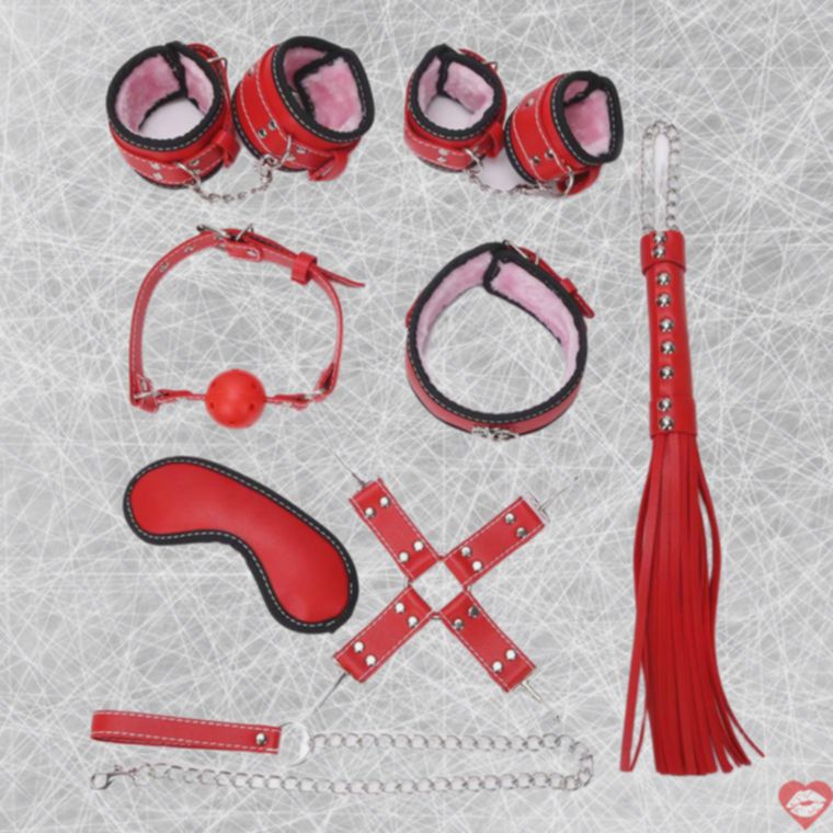 MT slave bondage set đỏ lông thú điều giáo
