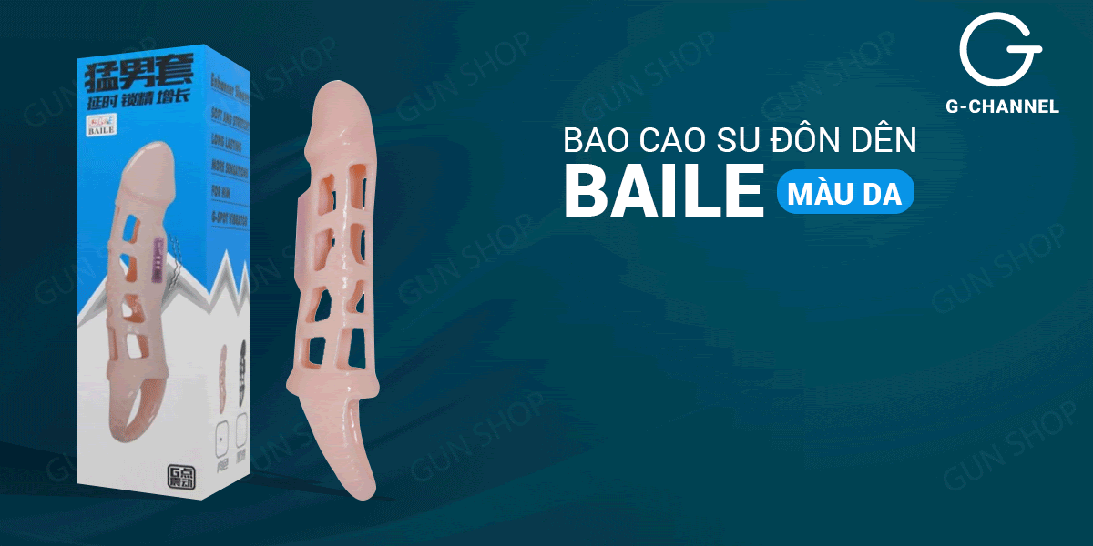  Giá sỉ Bao cao su đôn dên tăng kích thước Baile - Màu da lưới dây đeo có rung 16 x 3.5 cm loại tốt