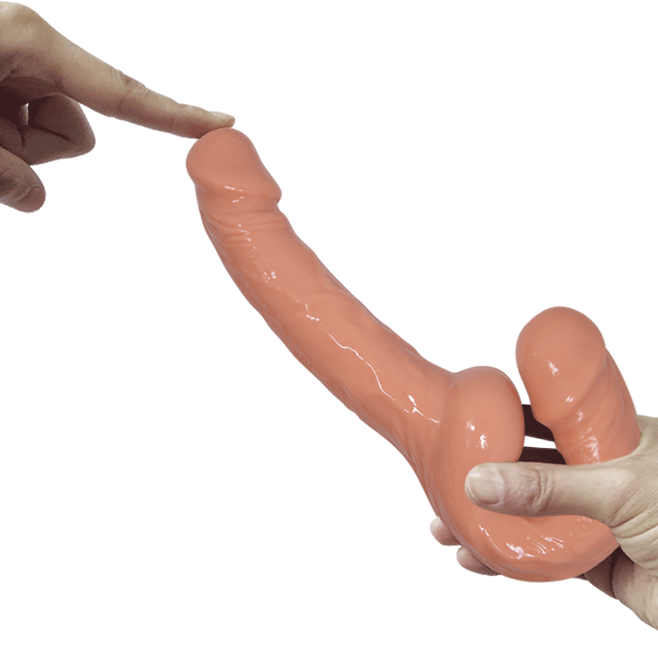 Strapless Dildo Lesbian Thực Tế Da Ngu Ngào Đôi 