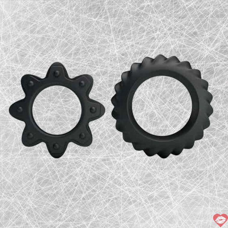 Baile Ring Flowering set vòng dương vật đen silicone 2 size