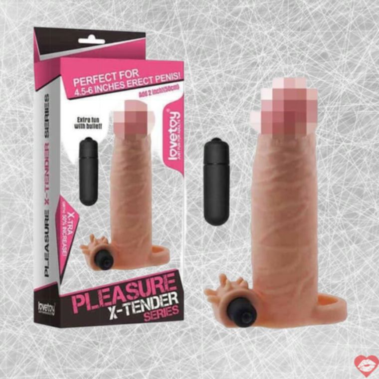 Nasadka LoveToy X-Tender rung mạnh 18cm da thịt