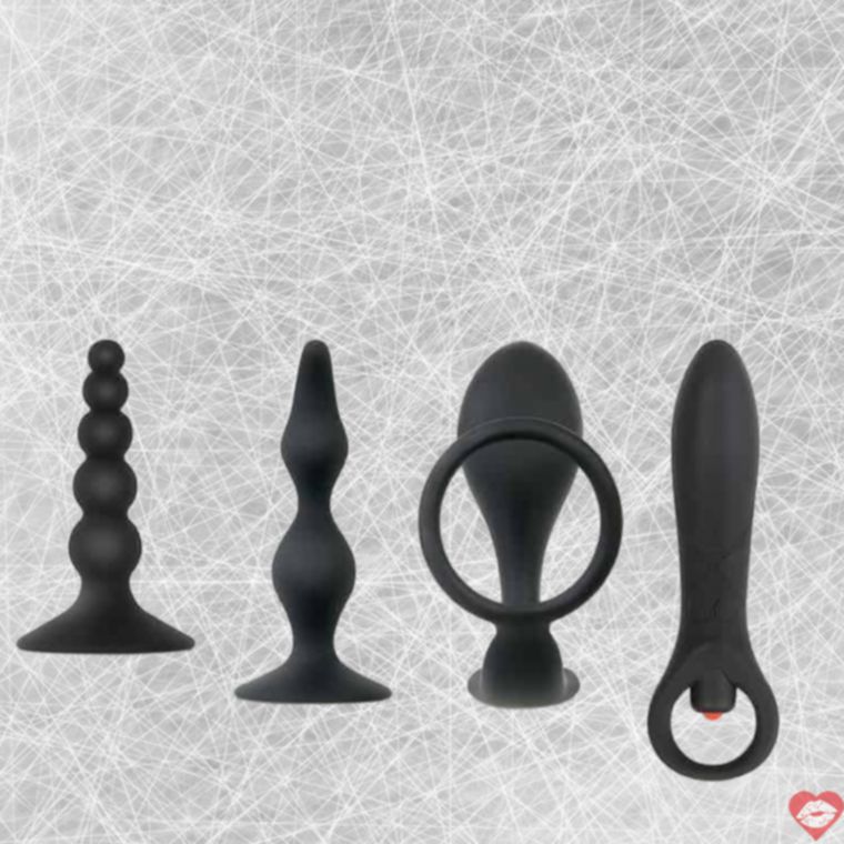 Evolved Prostate Set Đen Silicone 4 Cấp Độ