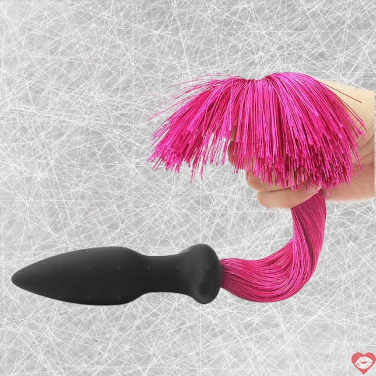 Anal Plug LoveToy Pony Tail Đen Hồng Đuôi Ngựa