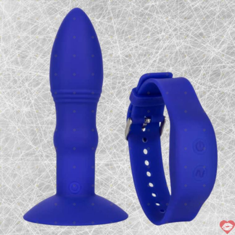 Anal Vibro Plug CalExotics Eclipse Rim Blue 14cm
