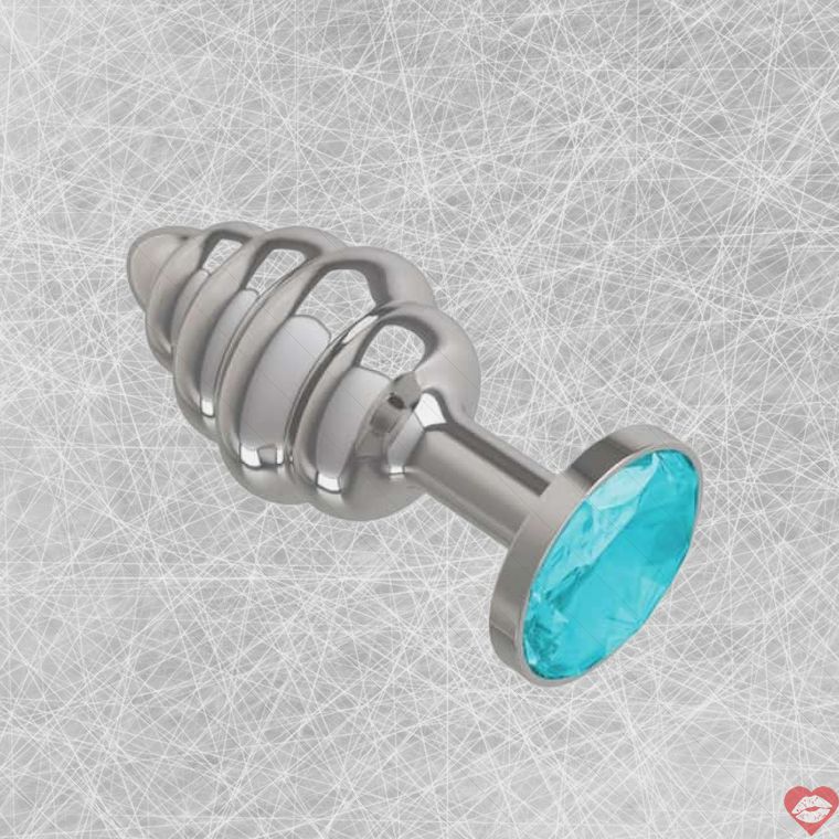 Nút hậu môn Silver Spiral bạc pha lê xanh 7cm