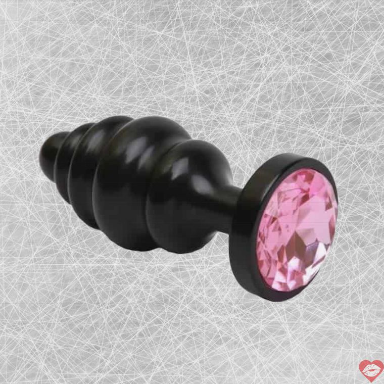 4sexdream Ribbed Plug 8.2cm đen hồng strass hậu môn