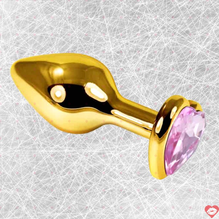 Butt Plug Tim Vàng Crystal Hồng LoveToys Sang Trọng