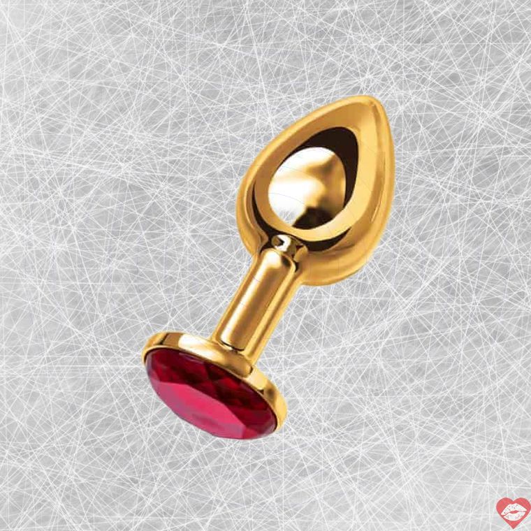 ToyFa Metal Butt Plug Vàng 7.5cm Crystal Đỏ Sang Trọng