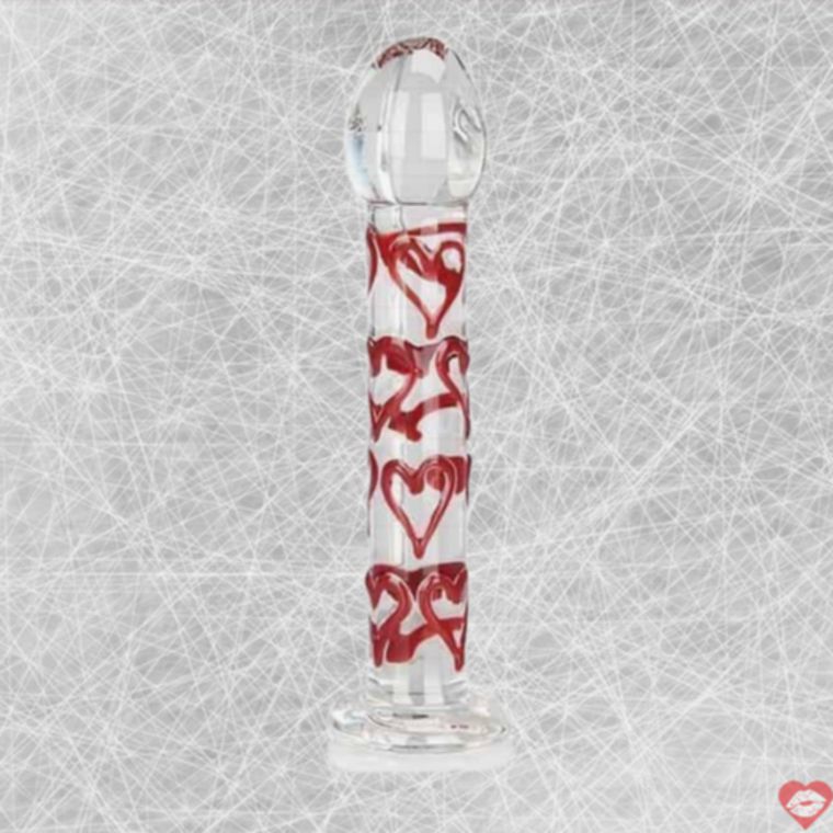 Dildo Thủy Tinh Tim Erotic Fantasy 17cm Trong
