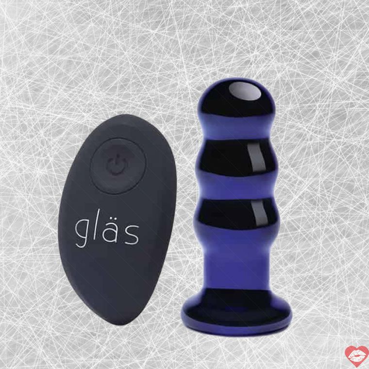 Anal Plug Glas Xanh Remote Hạt Mạnh