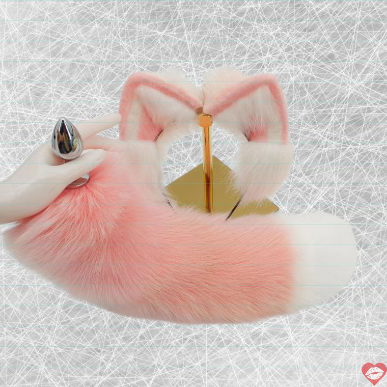 Pink Fox Tail Butt Plug Lông Thật Hông Hồng Dễ Thương