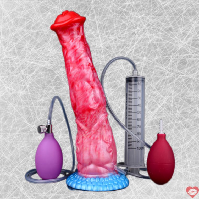 5256 dildo chó bơm phồng silicone squirting bóp méo