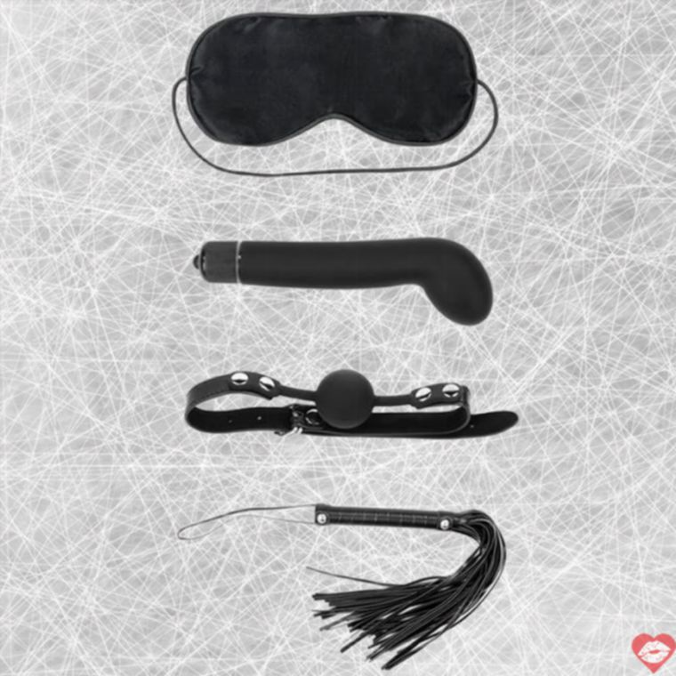 LoveToy Deluxe BDSM Kit 4 món da giả rung kẹp miệng