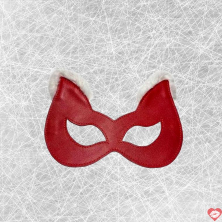 Mặt Nạ Mèo Đỏ Da Thật BDSM Lông Dại Gợi Cảm Điên 