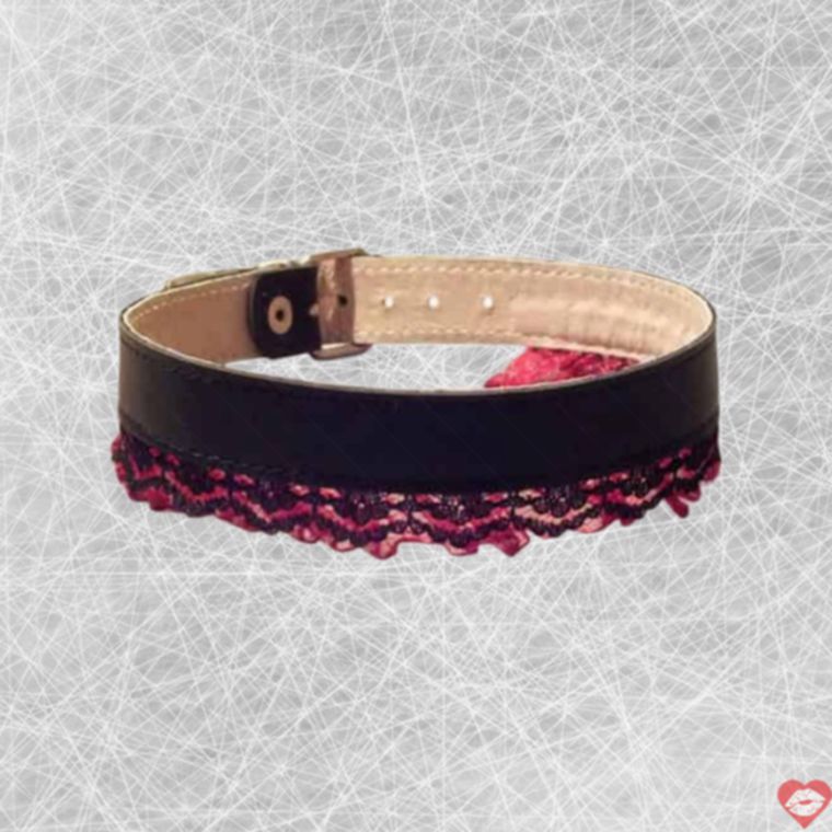 Lace Ống Cổ Đen Đỏ Da Thật Quyến Rũ Nồng Cháy 