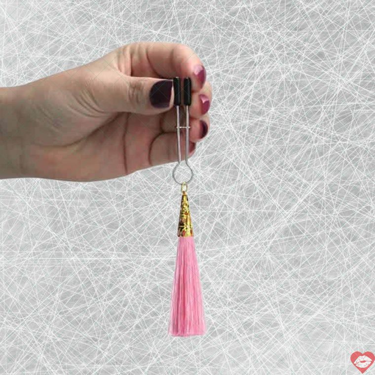Kẹp Vú Lông Hồng LoveToy Bạc Dài 14cm