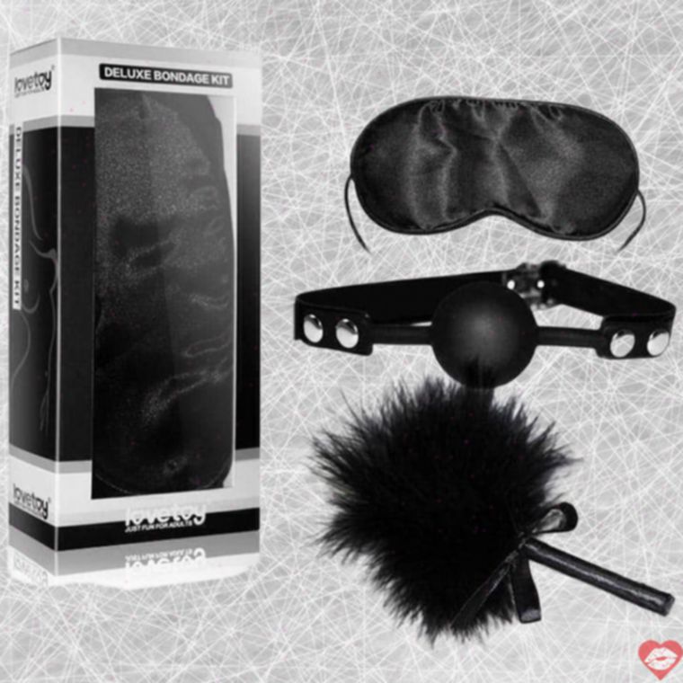 Bộ LoveToy Đen Mặt Nạ Gag Lông Quyến Rũ