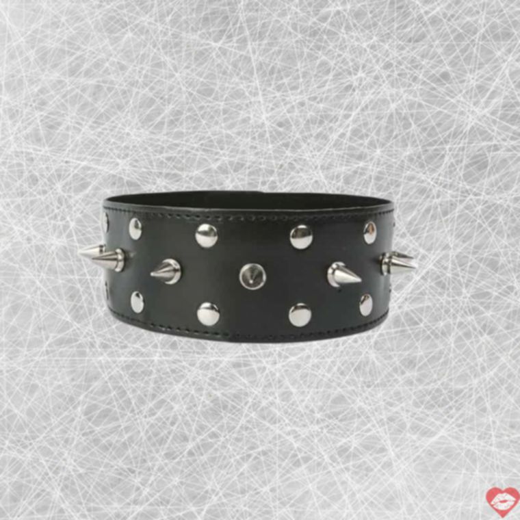 Vòng Cổ Rộng Đen Đinh Shịt BDSM Nô Lệ Quyền Lực