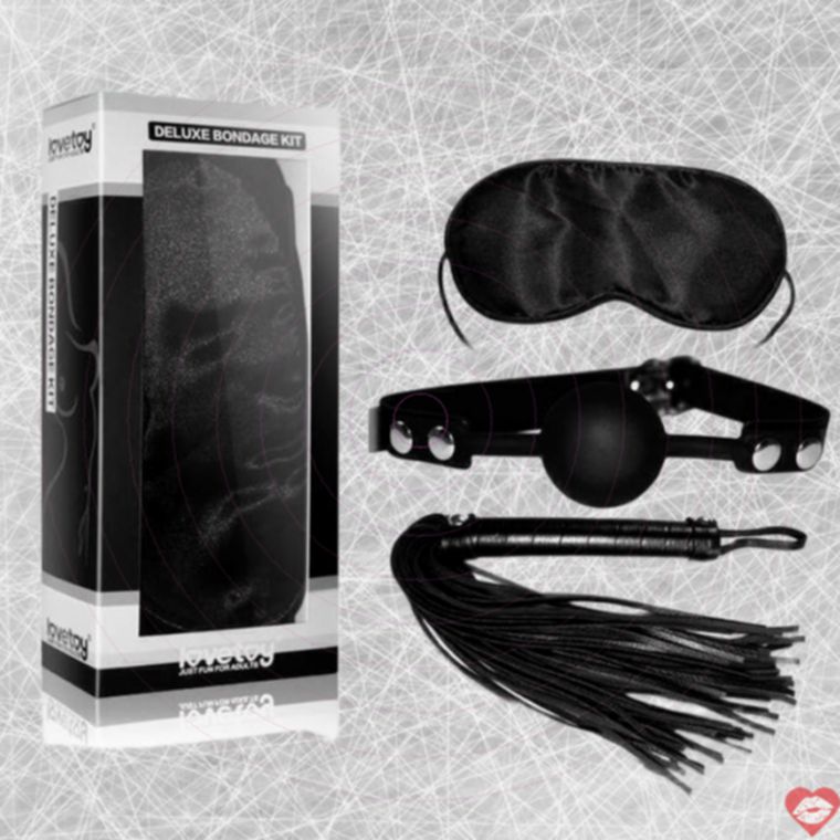LOVETOY Bộ BDSM Đen Mặt Nạ Kẹp Đánh Siêu Hấp Dẫn