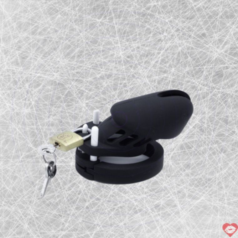 Kiotos Chastity Lock Silicone Đen Nam Giữ Trinh