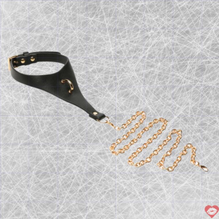 Master Series Collar Chain Đen BDSM Xích Không Thoát