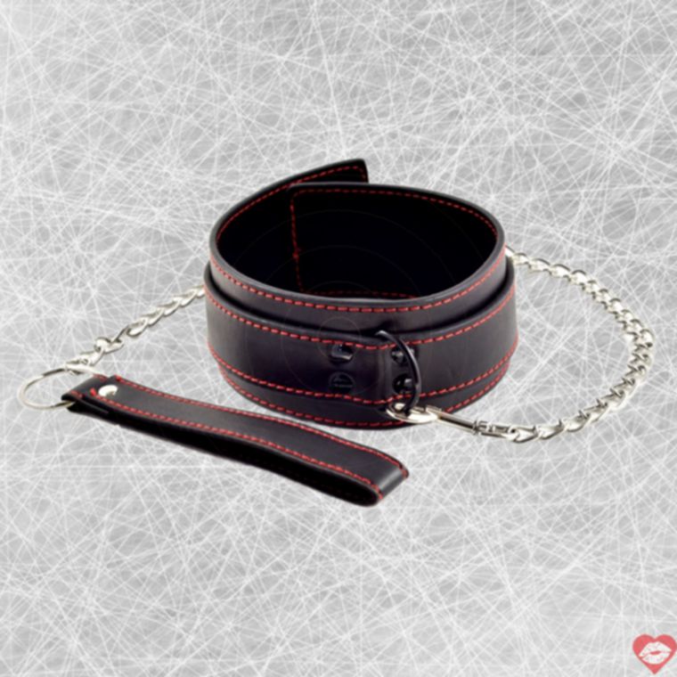 Lovetoy Bondage Vòng Cổ Đen Kéo Leash Nô Lệ