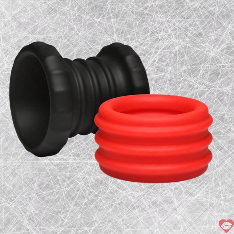 Jock 2in1 vòng bi dương vật đen đỏ silicone mạnh Mỹ
