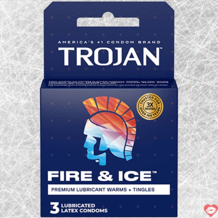 Trojan Fire & Ice bao dual lube nóng lạnh phấn khích 