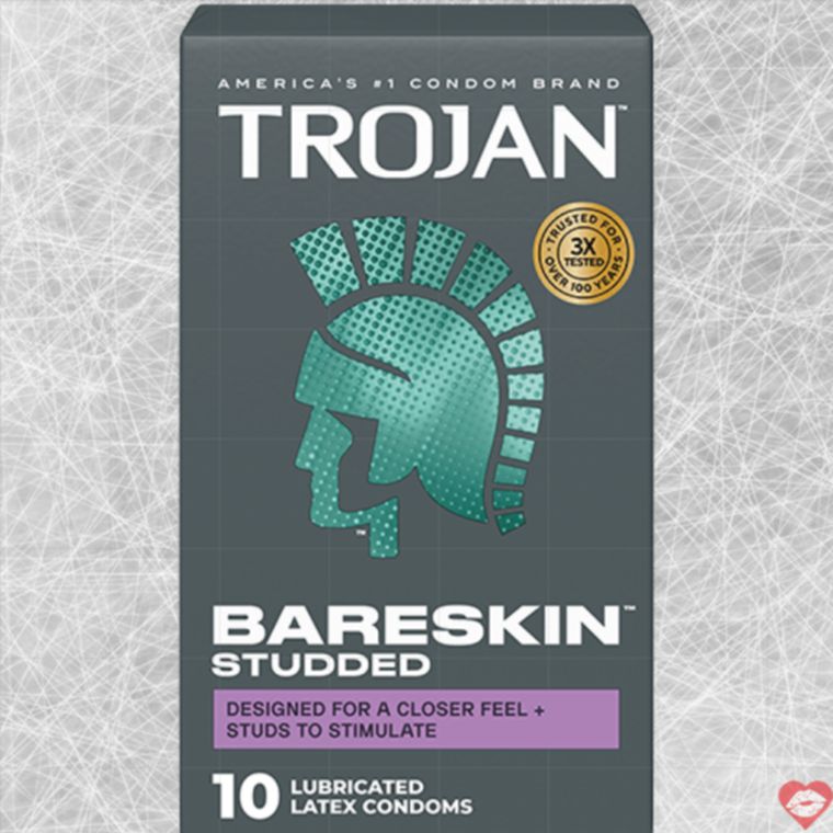 Trojan Studded Bareskin Bao Mỏng Gân Siêu Nhạy 