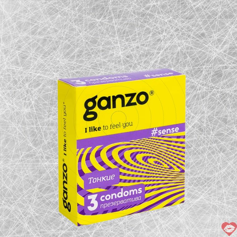 Ganzo Sense Bao Mỏng 3pcs Cảm Giác 100% Tự Nhiên 