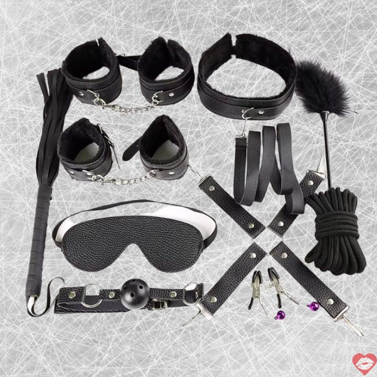 Bộ Trói BDSM MT 11 Món Lông Đen Nóng Bỏng Đam Mê 