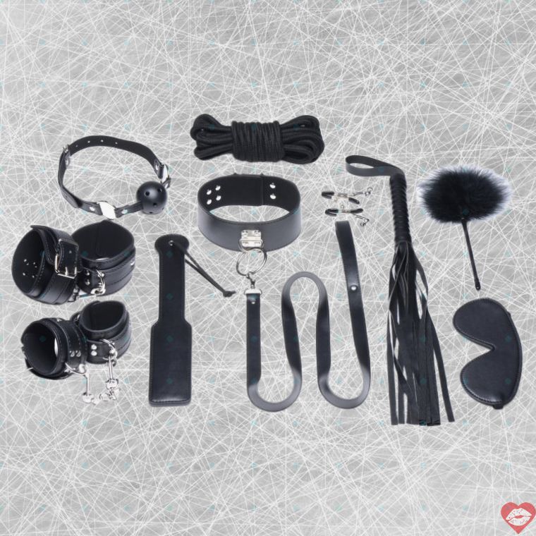 Bộ 10 Món Trói Strict Đen BDSM Sang Trọng Hoàn Hảo 