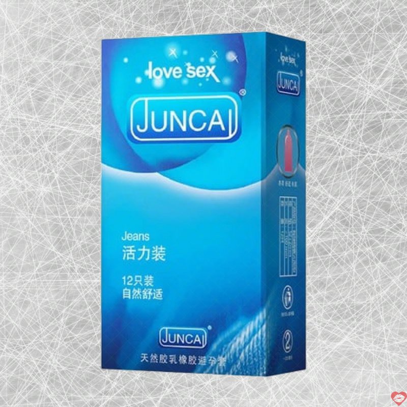 Bao cao su Juncai Jeans siêu mỏng gel trơn 12 cái tăng khoái cảm 